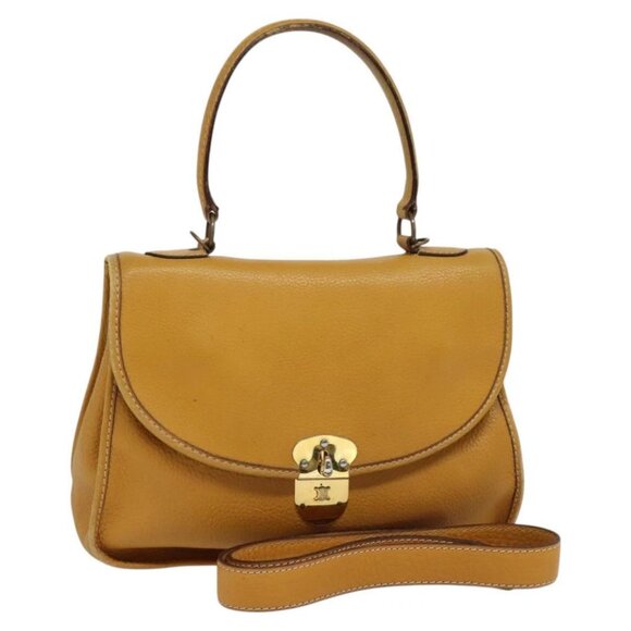 CELINE Hand Bag Leather 2way Yellow - Picture 1 of 14